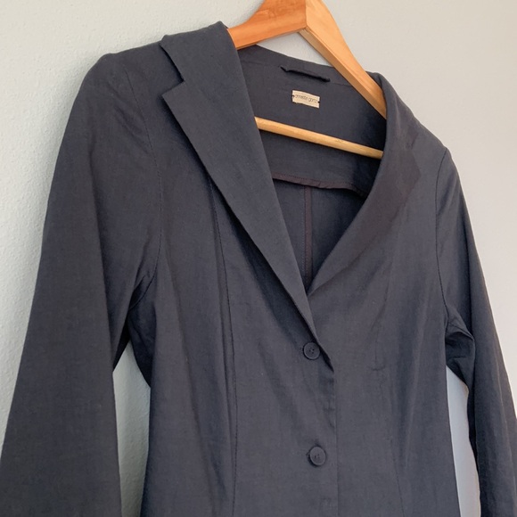 Annette Görtz • Linen Blend Long Sleeve Tab Jacket in Gray Blue Mare Size 34 / 4 - Picture 3 of 14